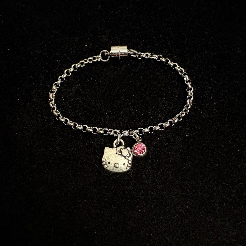 Girls Hello Kitty chain Bracelet with Pink Rhinestone charm